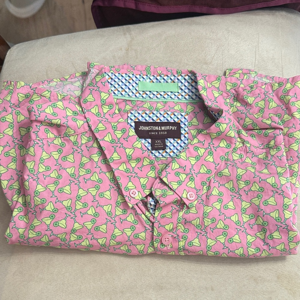 Johnston & Murphy Vibrant Pink and Green Men's Shirt